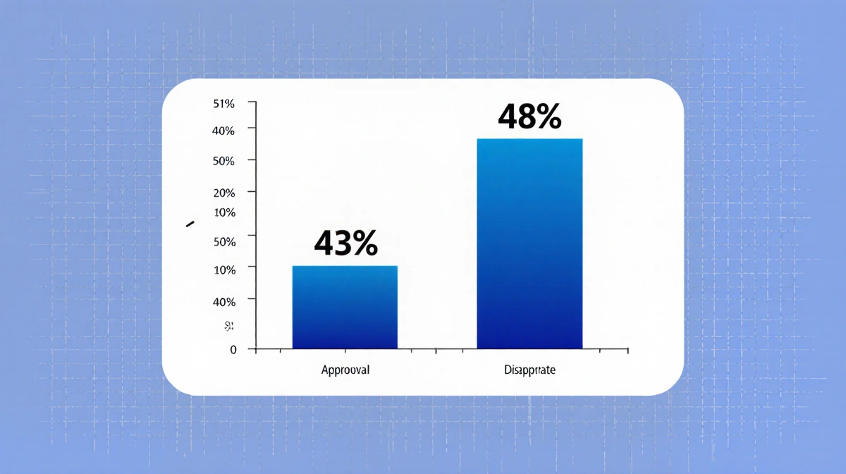 Bar graph shows Trump's approval rating and disapproval rating with 42% column and 58% column