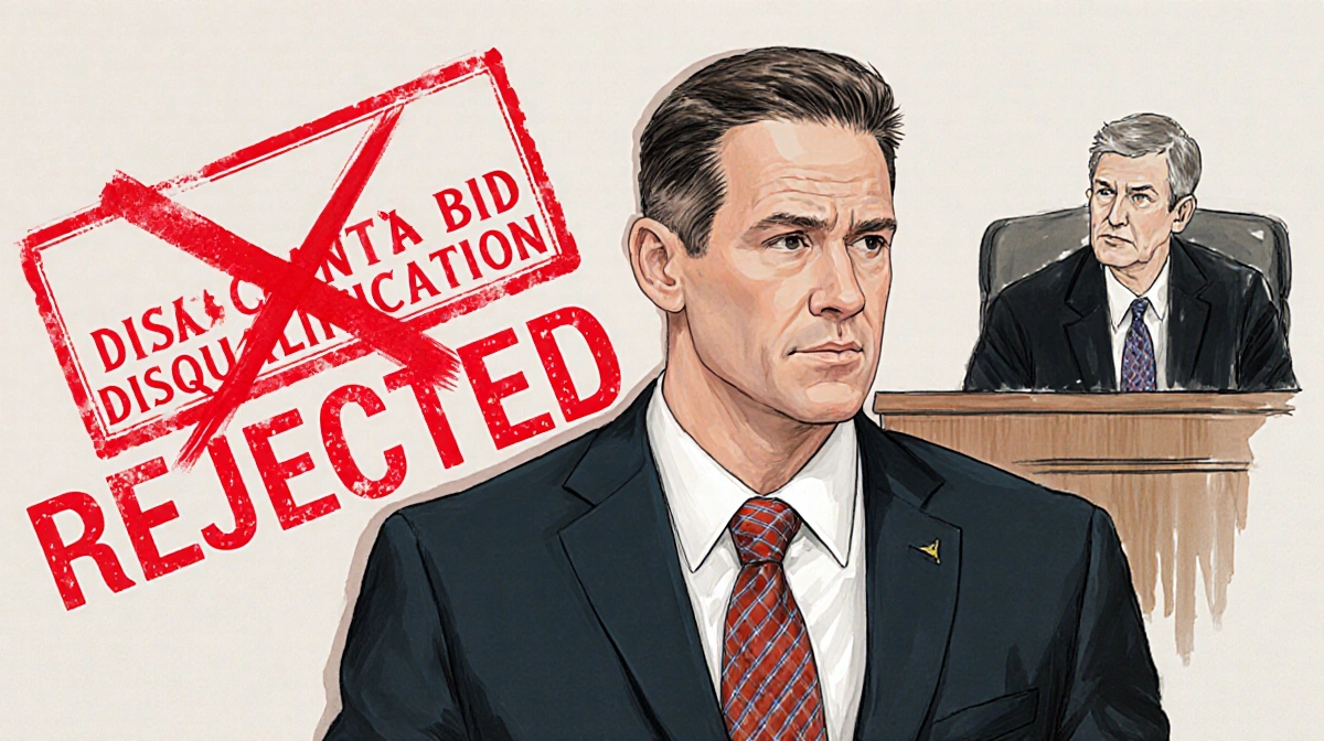 Utah County Attorney Jeffrey Gray stands confidently before Judge Tony Graf with a rejected stamp showing the failed disquali