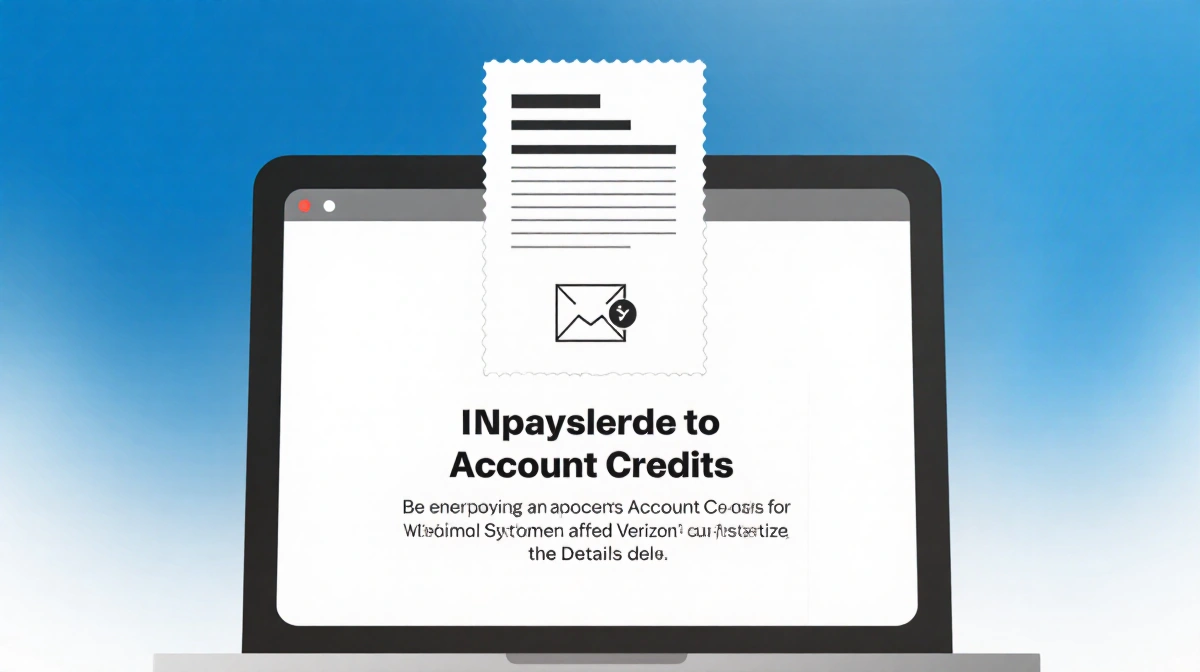 Laptop inserting credit slip with soft blue gradient background showing account credits for Verizon customers