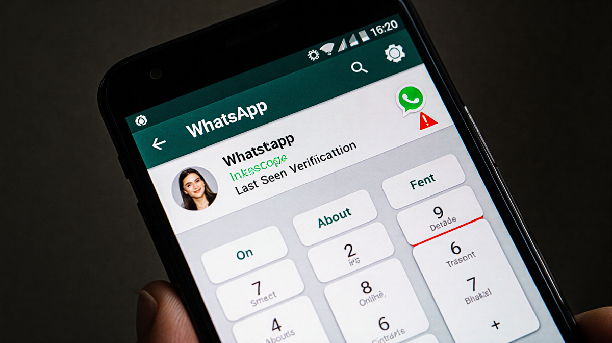 WhatsApp profile screen displaying secure keypad with two-step verification and red notification icon with locked overlay.